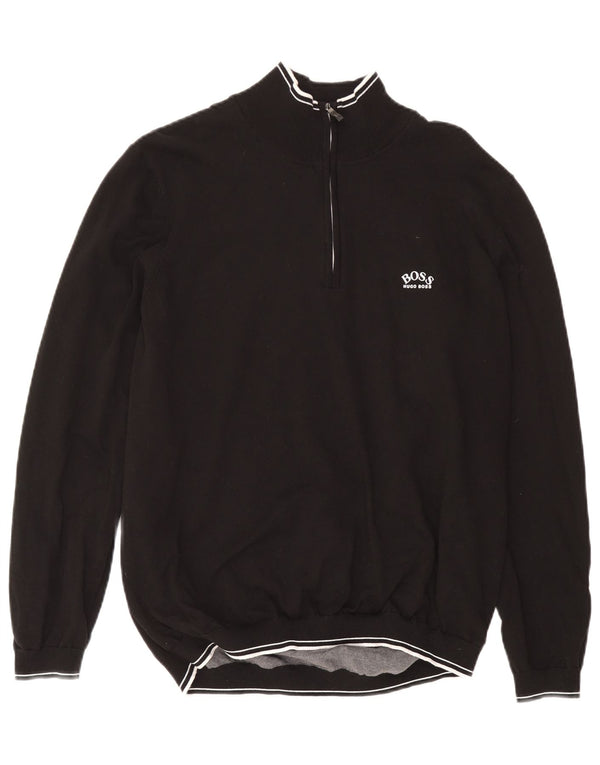 Maglione maglione da uomo con zip Hugo Boss 2XL cotone nero