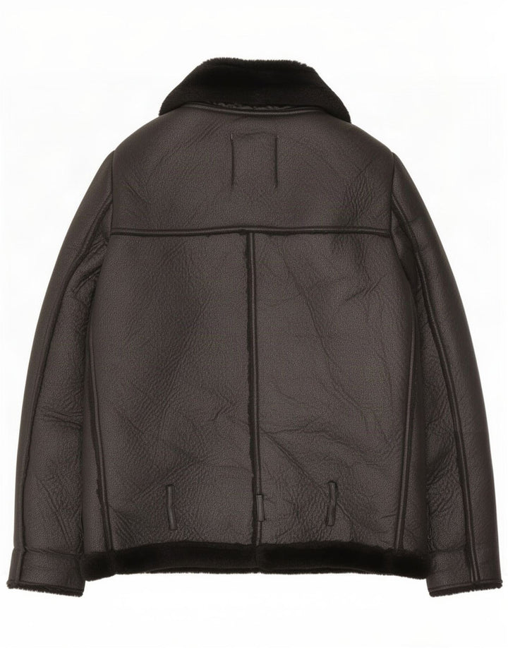 Giacca da motociclista Sherpa oversize da donna Zara UK 10 Small Poliestere nero