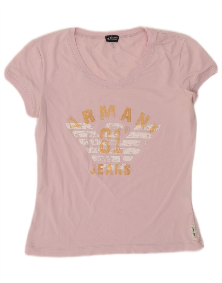 T-shirt grafica da donna Armani Jeans Top IT 42 cotone rosa medio