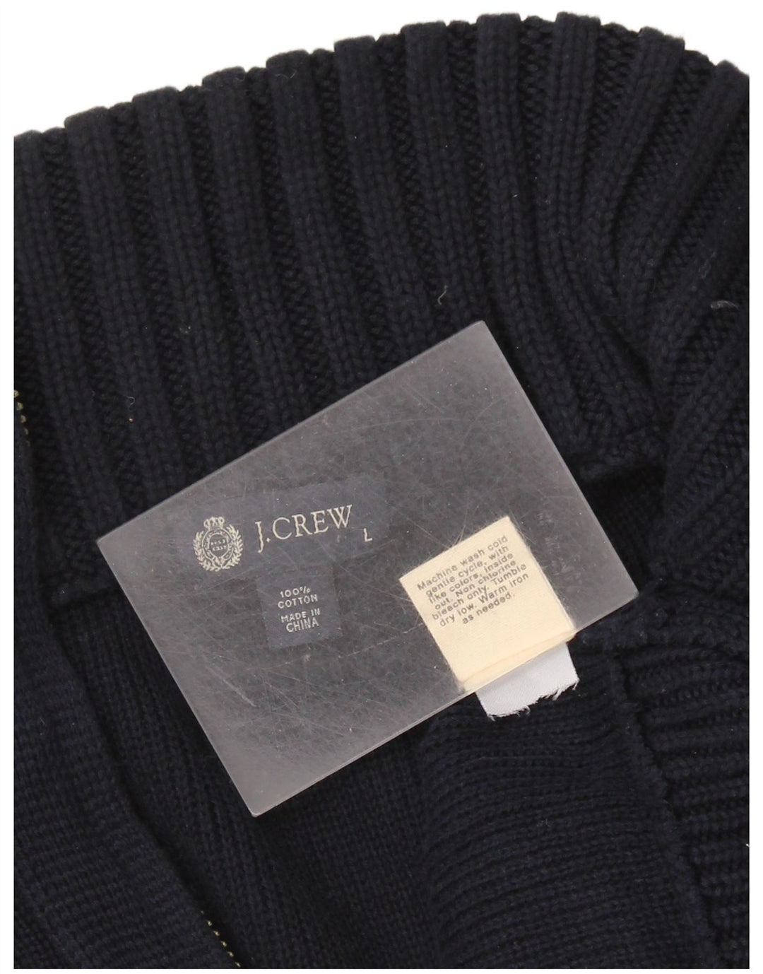 J. CREW Maglione da uomo con zip e collo grande in cotone blu navy