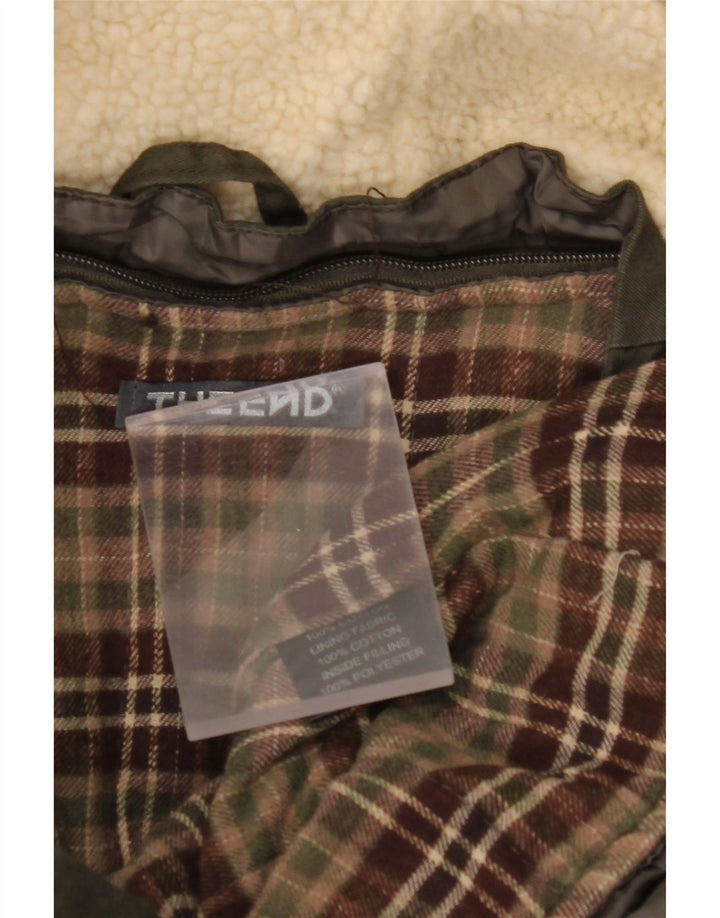 Giacca parka con cappuccio da uomo VINTAGE UK 40 grande cotone kaki