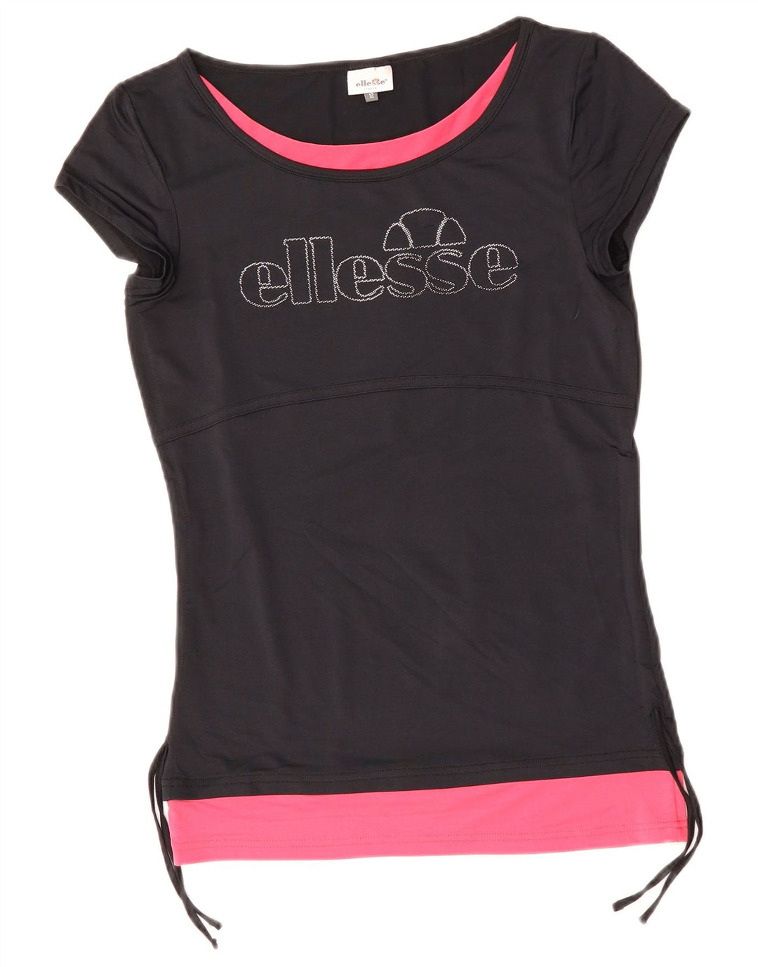 T-shirt grafica da donna Ellesse Top UK 12 Medium Blu Navy Colourblock