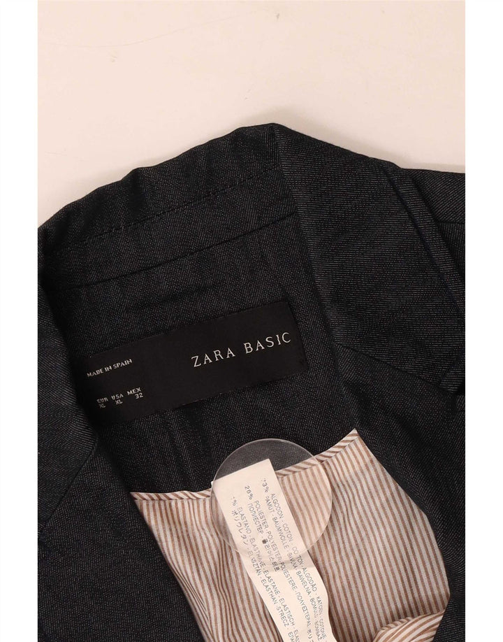 Giacca blazer da donna a 1 bottone Zara UK 18 XL cotone blu navy