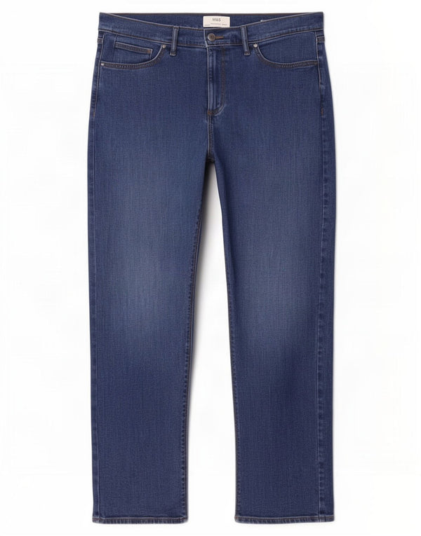 Jeans dritti da uomo Marks & Spencer W36 L31 cotone blu