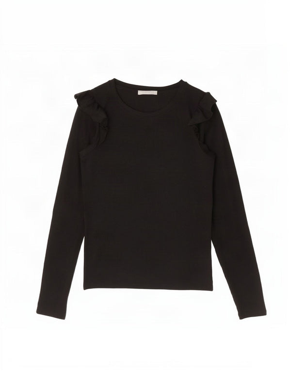 Top Zara Trafaluc da donna a maniche lunghe UK 12 medio nero