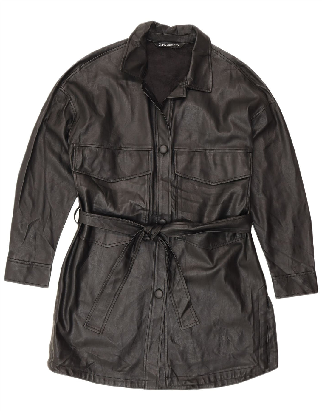 Cappotto Zara da donna in ecopelle UK 10 piccolo poliuretano nero moderno
