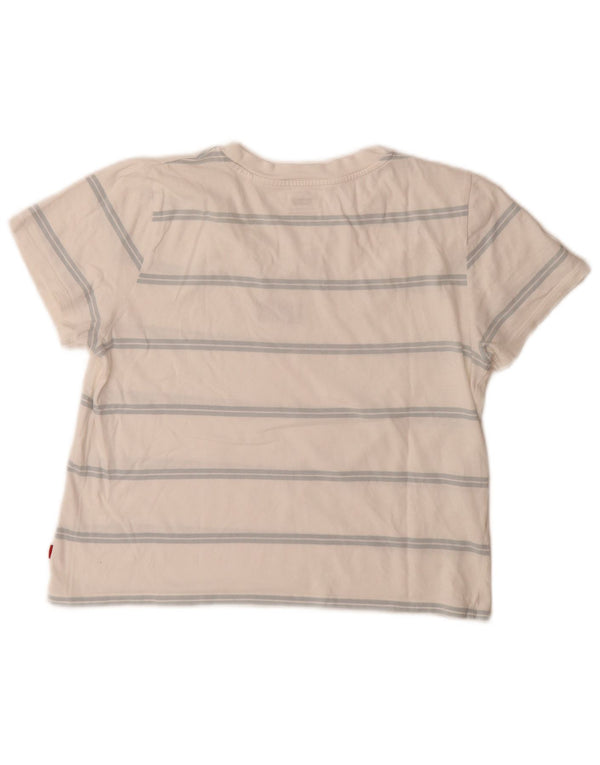 Levi's T-shirt grafica corta da donna Top UK 10 Small White Striped