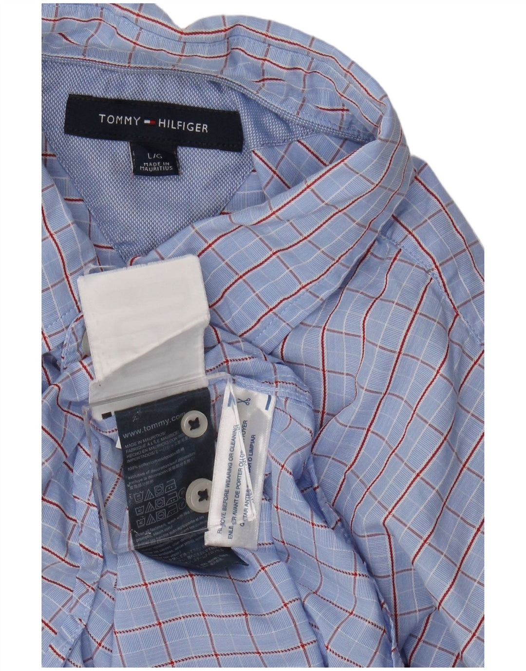 Camicia da uomo Tommy Hilfiger a quadri grandi in cotone blu