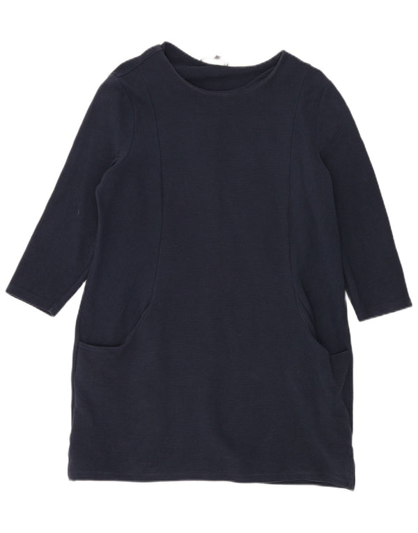 LAURA ASHLEY Abito tubino con maniche a 3/4 da donna UK 16 Grande cotone blu navy