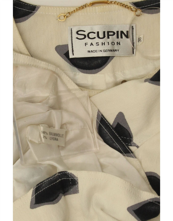 VINTAGE Womens Abstract Pattern Bomber Jacket EU 38 Medium Off White Lycra Vintage Vintage and Second-Hand Vintage from Messina Hembry 
