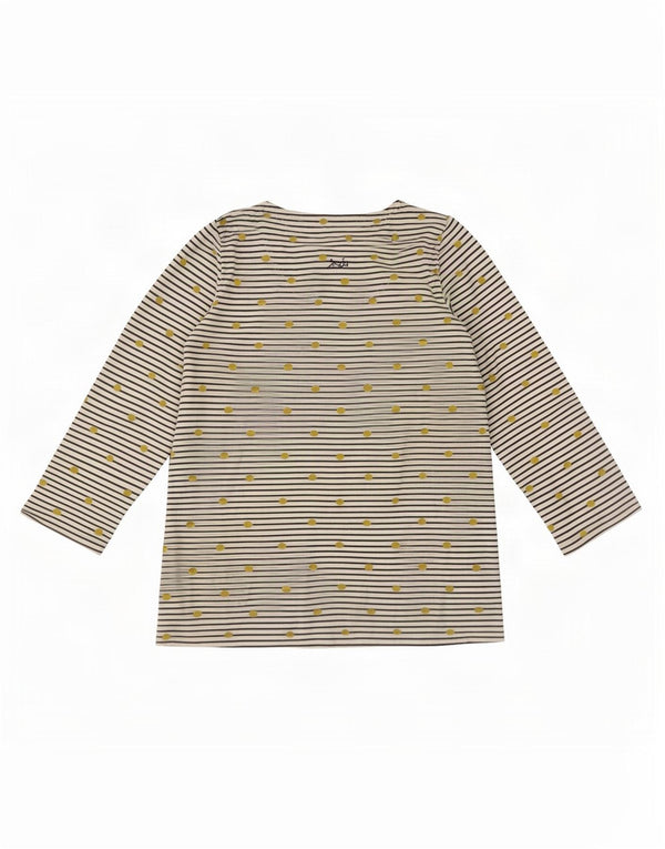 Joules Top da donna manica 3/4 UK 12 Cotone a righe bianche medie
