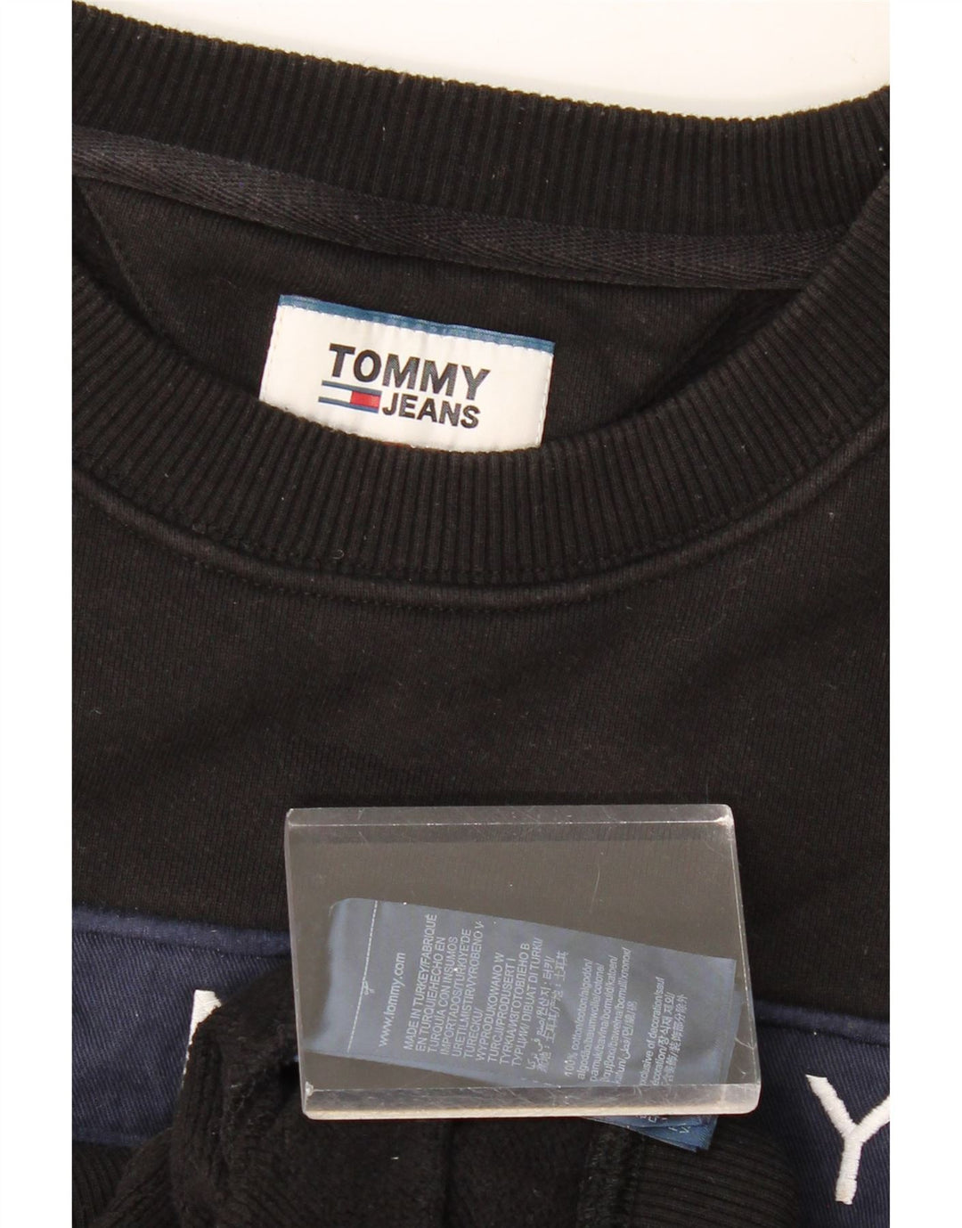 TOMMY HILFIGER Felpa grafica da uomo Maglione grande cotone nero