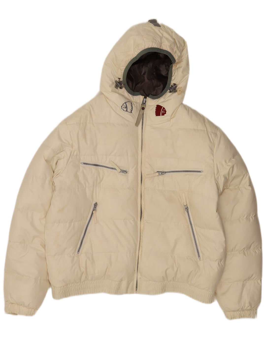 Americanino Giacca imbottita con cappuccio grafica da uomo UK 40 Large Poliestere bianco
