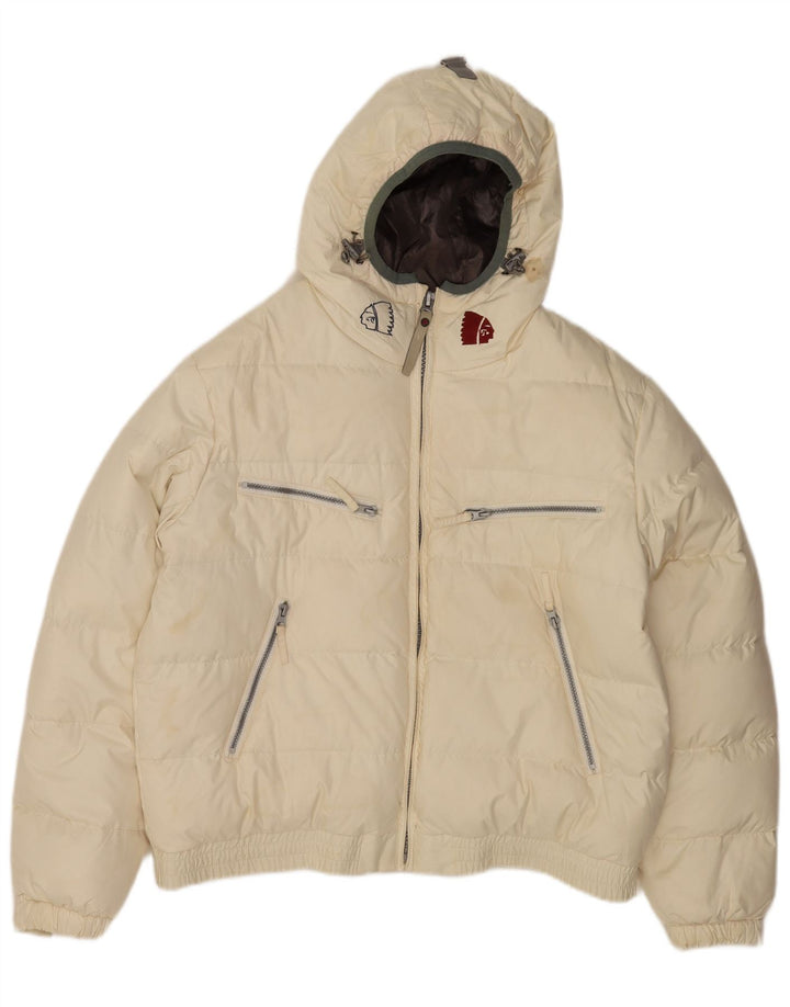 Americanino Giacca imbottita con cappuccio grafica da uomo UK 40 Large Poliestere bianco