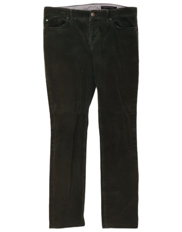 Pantaloni slim in velluto a coste da donna Tommy Hilfiger US 10 Large W36 L30 Khaki