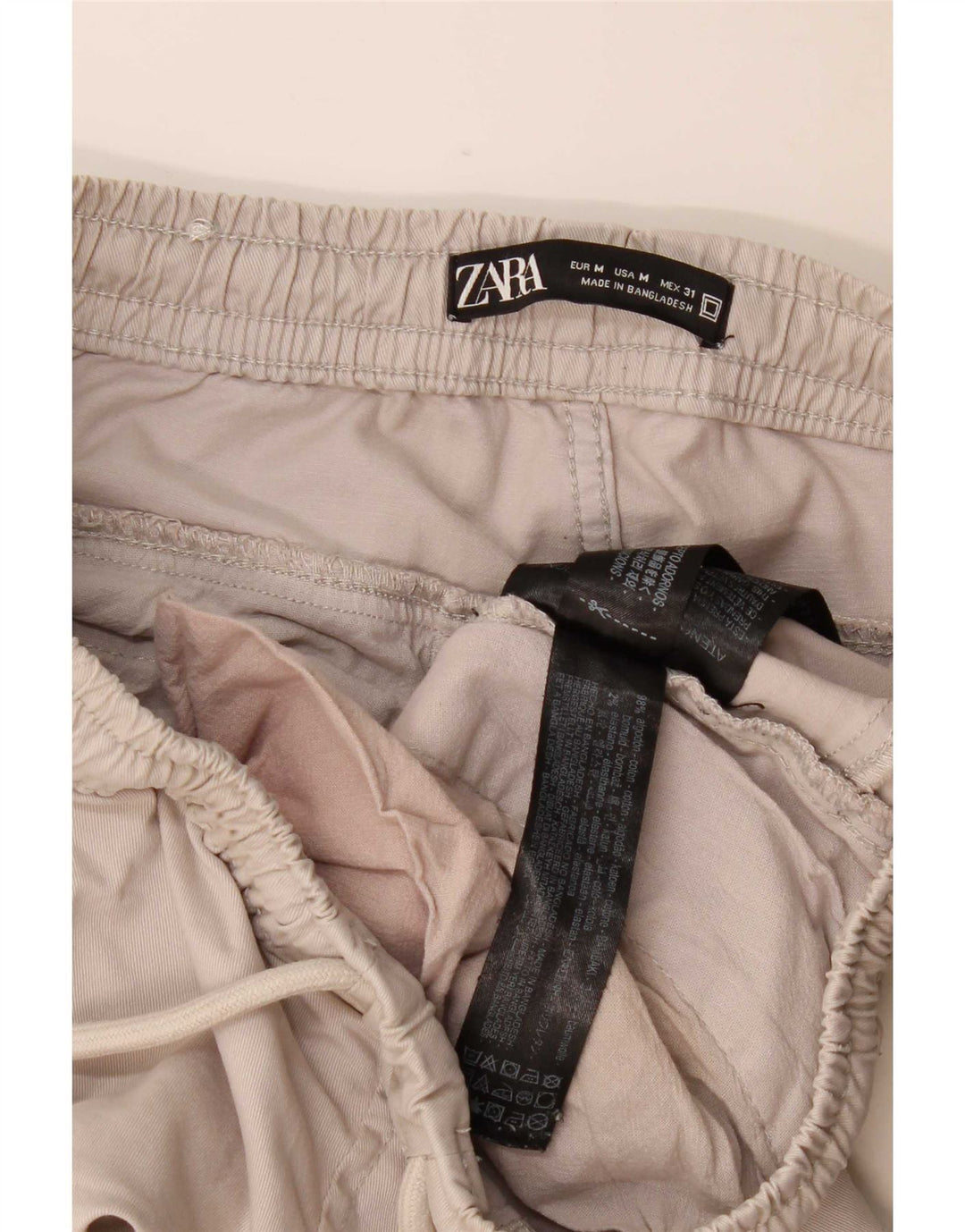 Pantaloni cargo da uomo Zara Crop Joggers medi W30 L26 cotone grigio