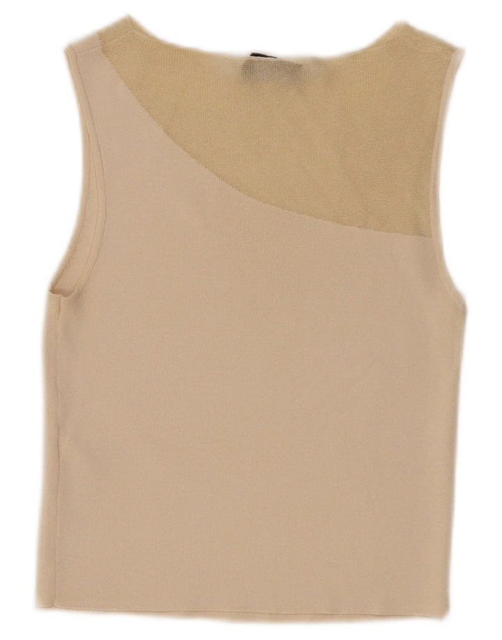 Canotta corta da donna Zara UK 8 piccola in nylon beige