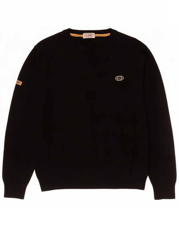 ALVIERO MARTINI Maglione da uomo con scollo a V IT 54 XL Lana nera