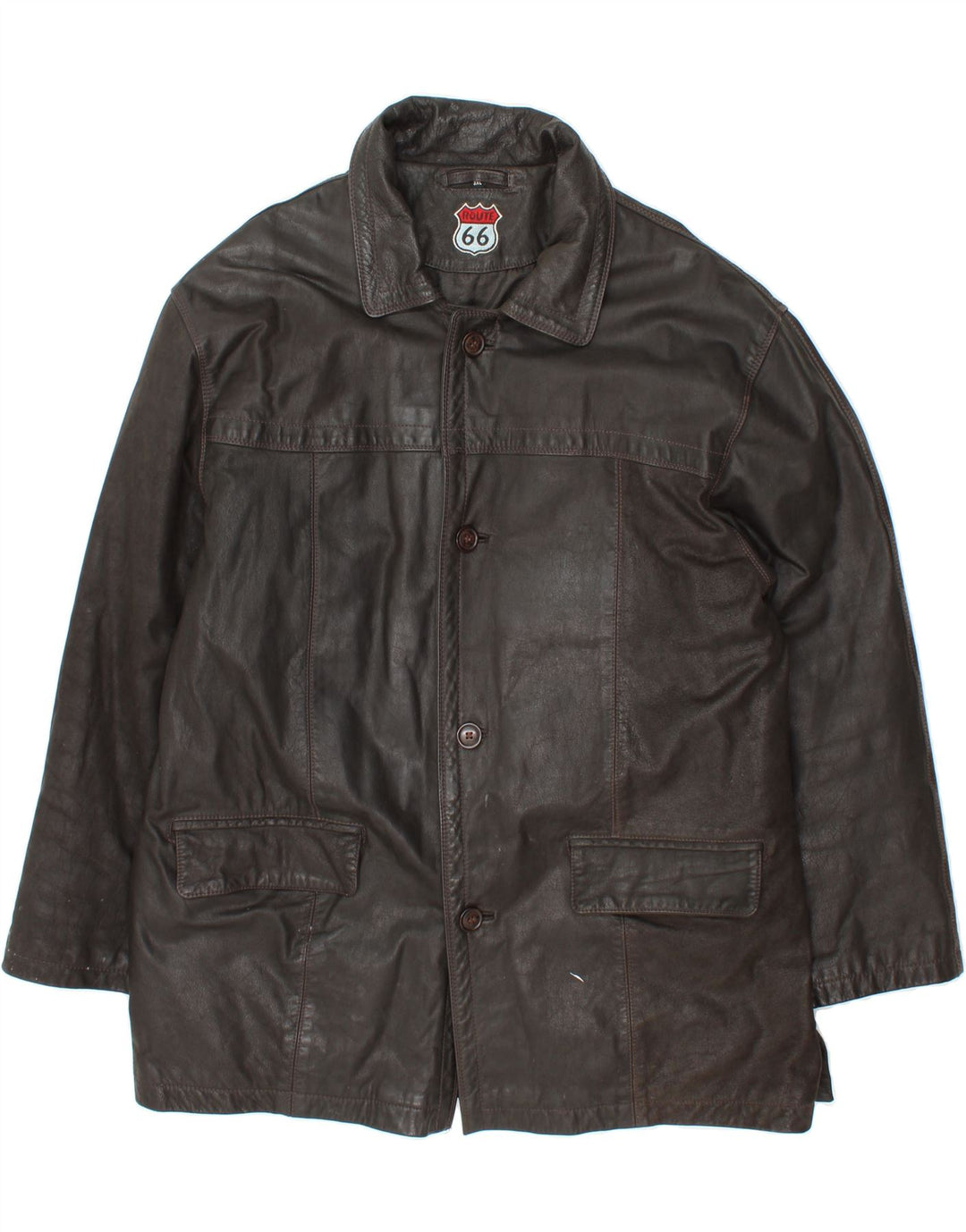 Cappotto in pelle da uomo ROUTE 66 UK 46 3XL Pelle nera