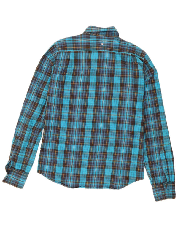 Superdry Mens Flannel Shirt Medium Blue Check Cotton