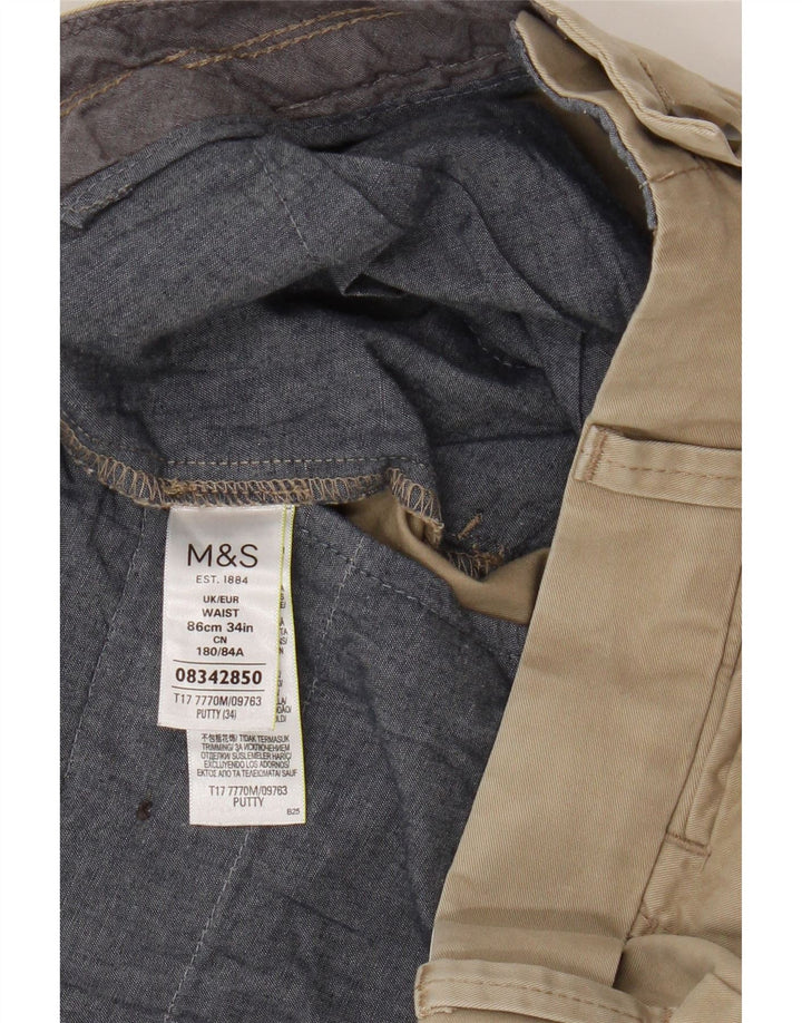 Pantaloncini chino da uomo Marks & Spencer W34 grandi in cotone beige