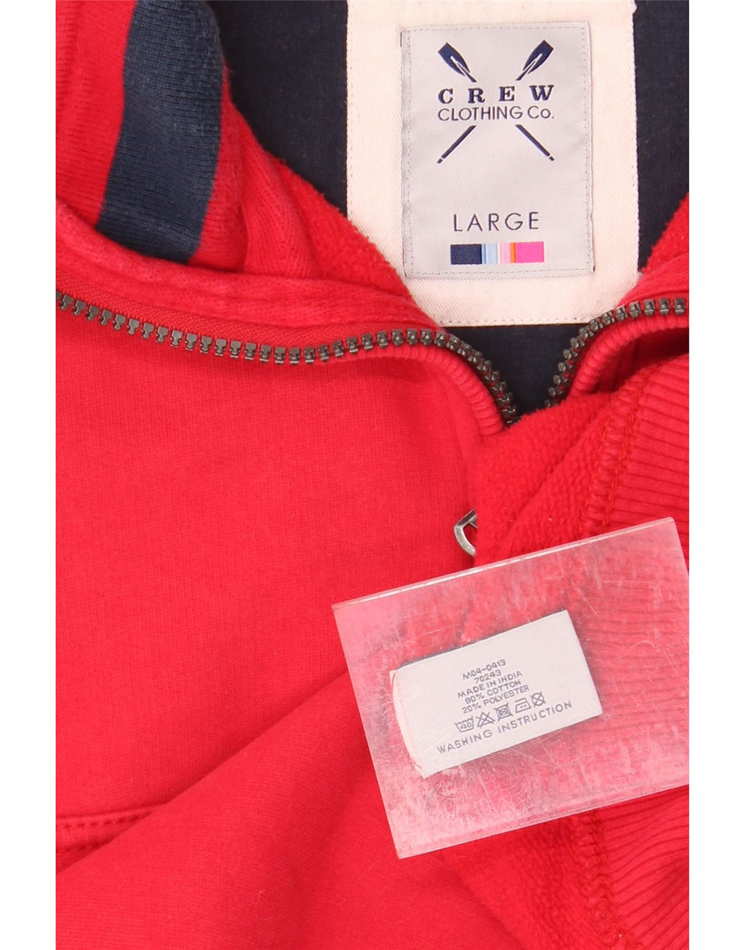 CREW CLOTHING Mens Zip Neck Sweatshirt Jumper Large Red Cotton