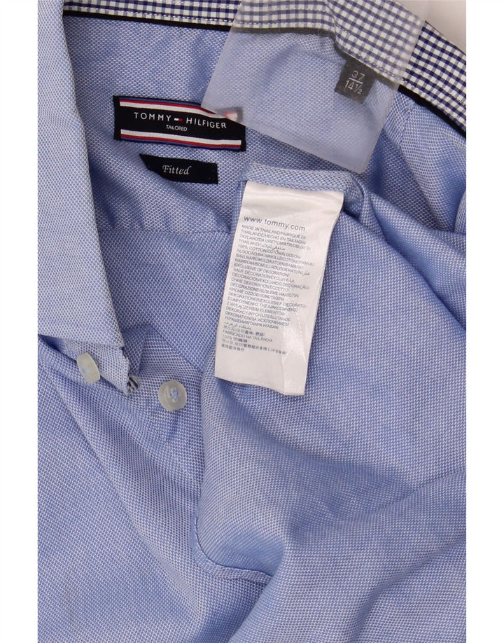 TOMMY HILFIGER Camicia sartoriale da uomo taglia 37 14 1/2 piccolo cotone blu