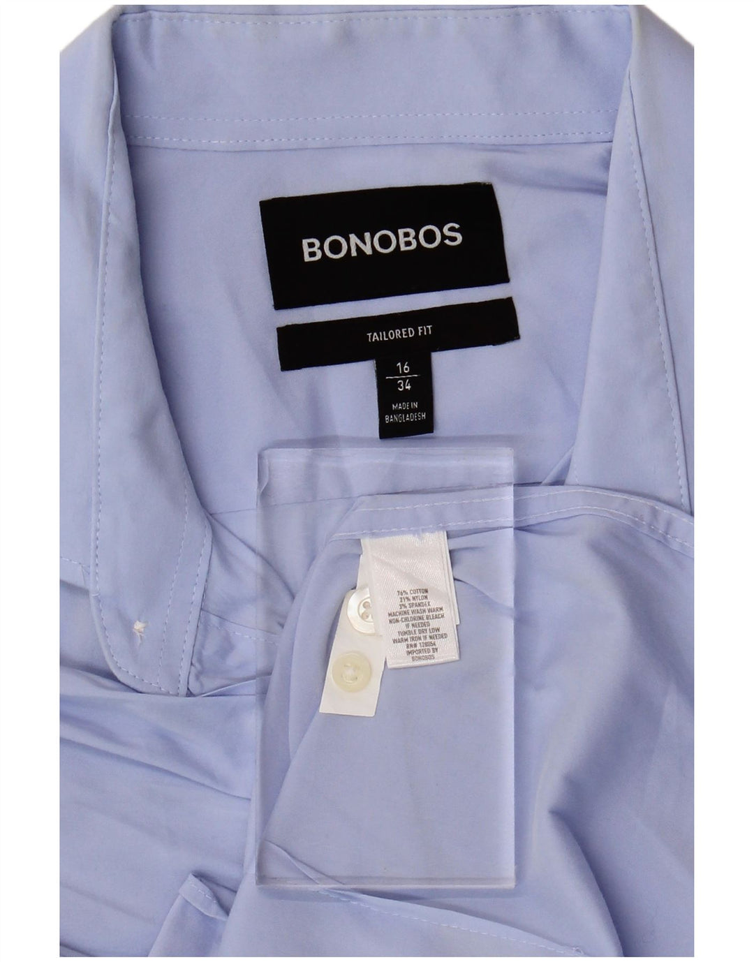 BONOBOS Camicia da uomo su misura taglia 16 grande cotone blu