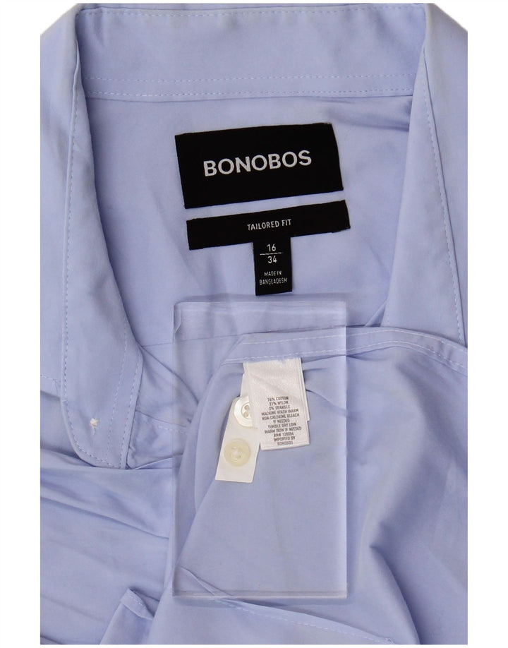 BONOBOS Camicia da uomo su misura taglia 16 grande cotone blu