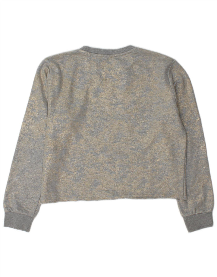 Pyrex Donna Crop Graphic Felpa Maglione UK 14 Medio Grigio Tie Dye