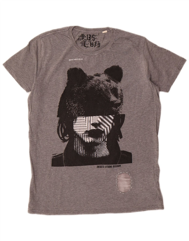 T-shirt grafica da uomo Diesel Top in cotone grigio medio