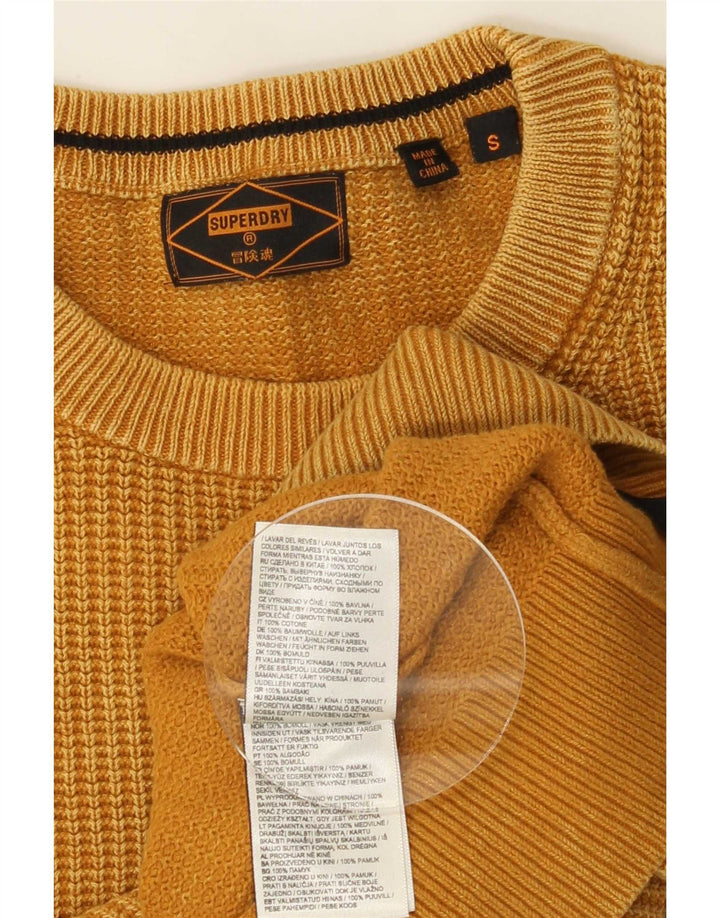 Maglione maglione girocollo da uomo Superdry piccolo in cotone giallo