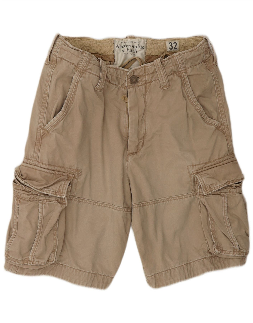 Pantaloncini cargo da uomo Abercrombie & Fitch W32 in cotone beige medio
