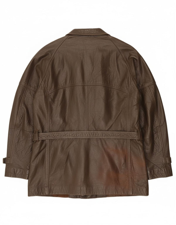 Giacca in pelle vintage da uomo IT 52 XL in pelle marrone