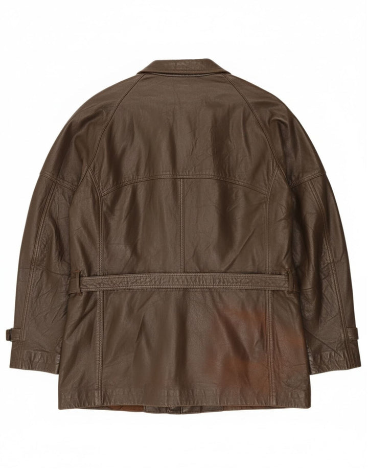 Giacca in pelle vintage da uomo IT 52 XL in pelle marrone