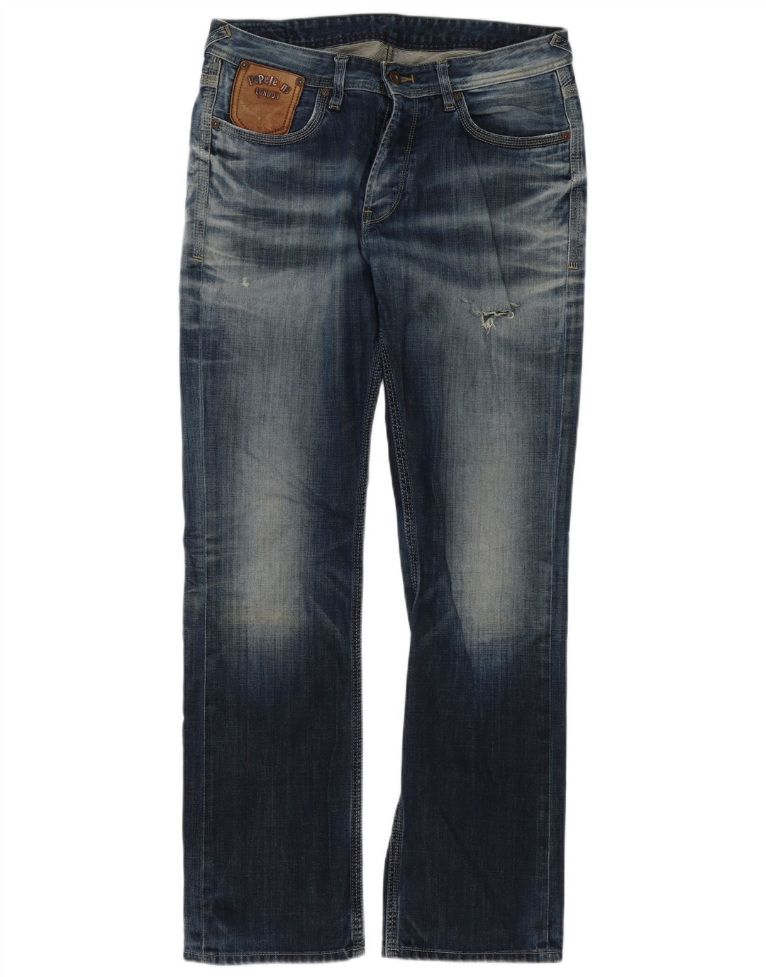 PEPE Jeans Uomo Bootcut W34 L34 Blu Cotone
