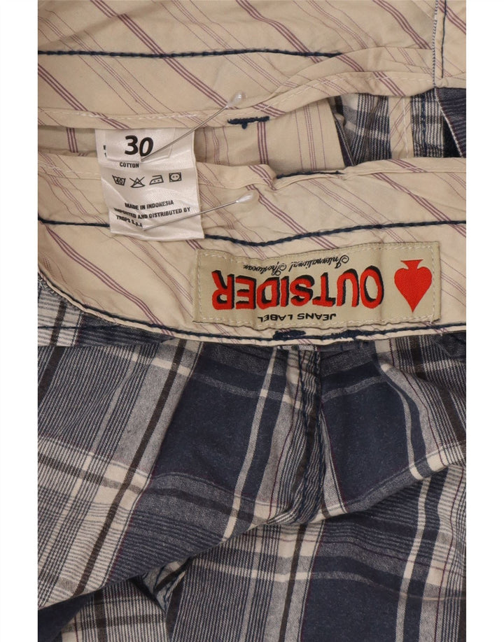 Pantaloncini chino da uomo Outsider W30 in cotone a quadri blu medio