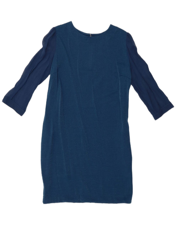 SIMONA BARBIERI Womens Twin-Set 3/4 Sleeve Sheath Dress UK 14 Medium Blue