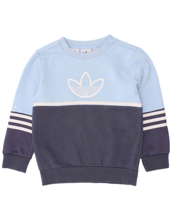 Felpa grafica Adidas da bambino, 5-6 anni, in cotone color block blu