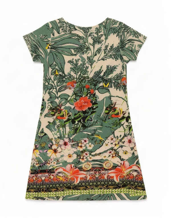 Desigual Abito a trapezio da donna UK 18 XL Viscosa floreale verde