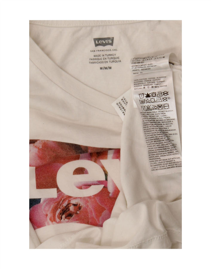 T-shirt grafica da donna Levi's Top UK 12 cotone bianco medio