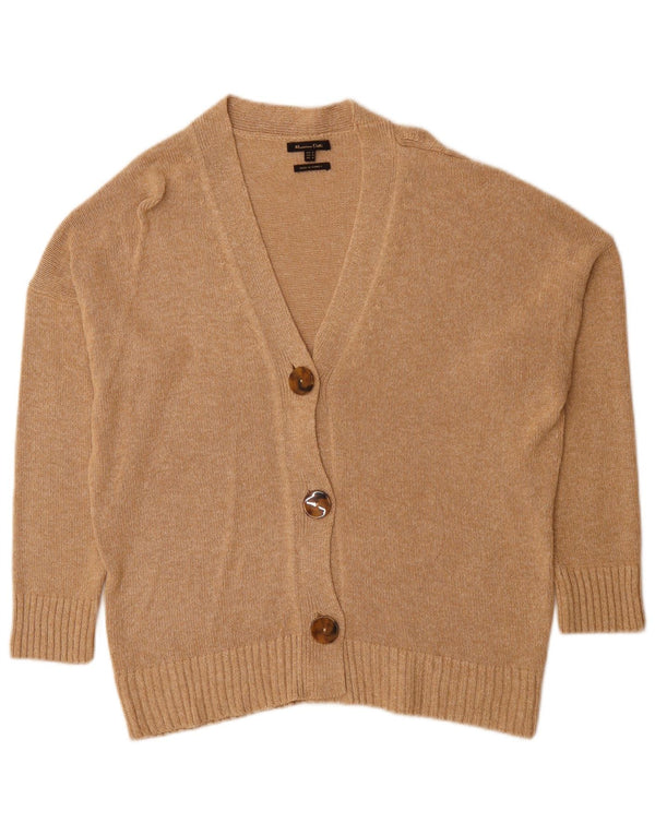 Maglione cardigan da donna Massimo Dutti UK 14 Viscosa beige medio