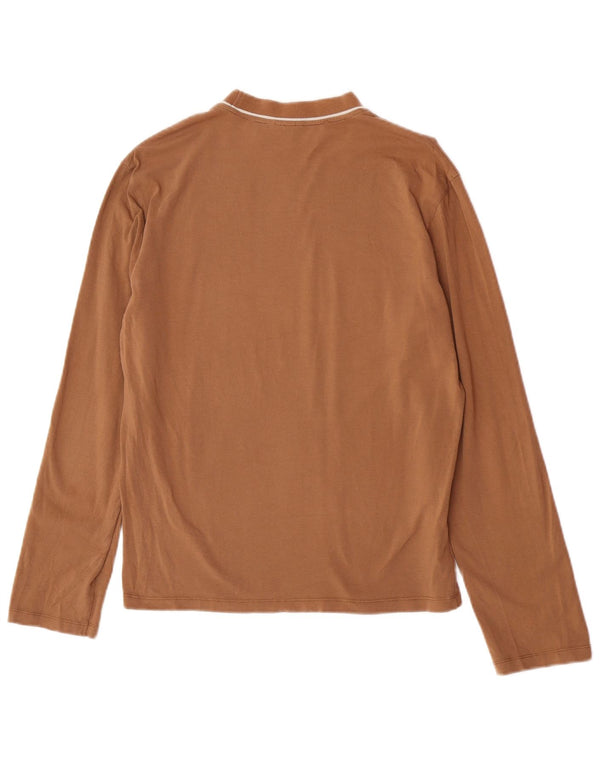 Trussardi Jeans Top Grafico da Uomo Manica Lunga in Cotone Marrone Medio