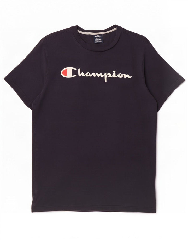 T-shirt grafica da uomo Champion Top piccola in cotone blu navy