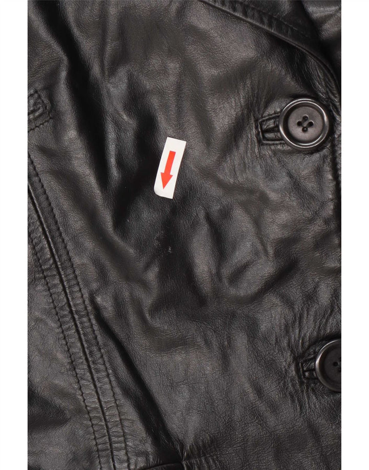 Cappotto in pelle vintage da donna IT 42 medio nero