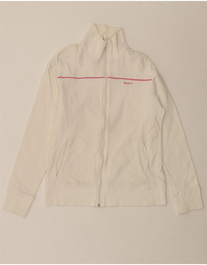 REEBOK Girls Tracksuit Top Jacket 13-14 Years Large White Cotton Vintage Reebok and Second-Hand Reebok from Messina Hembry 