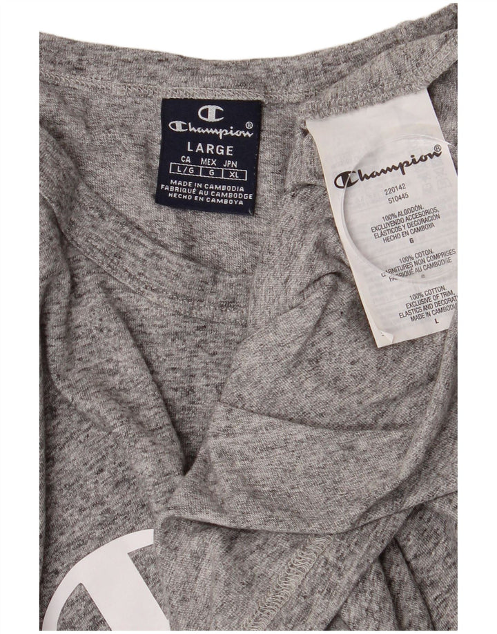 T-shirt grafica da uomo CHAMPION Top grande in cotone chiazzato grigio