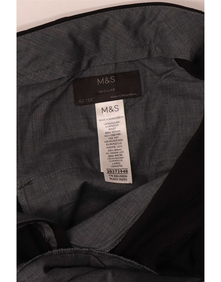 Pantaloni da abito dritti da uomo Marks & Spencer W42 L33 poliestere nero