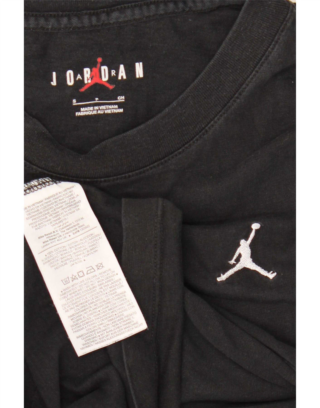 T-shirt Jordan da donna Top UK 10 piccola in cotone nero