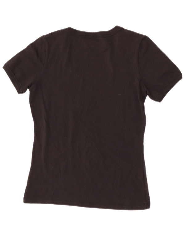 T-shirt grafica da donna Marlboro Classics UK 10 piccola in cotone nero